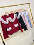 Ladies Aesthetic Frill Lace Border Winter Cardigan